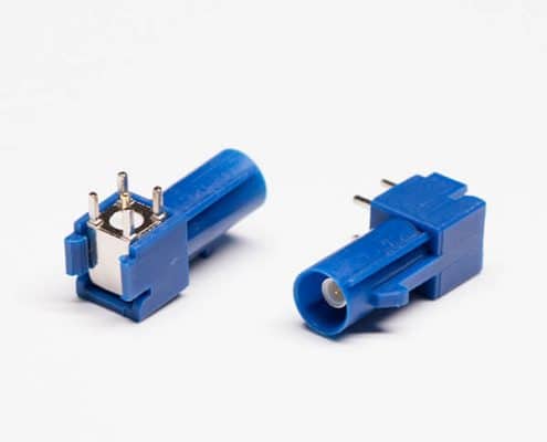 FAKRA連接器C型藍色公頭公針接PCB板穿孔式