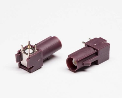 FAKRA SMB連接器C型棕色插頭PCB穿孔式
