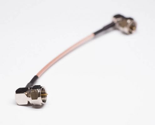 75Ω射頻同軸電纜線材棕色RG179同軸線兩頭焊直角F頭公頭
